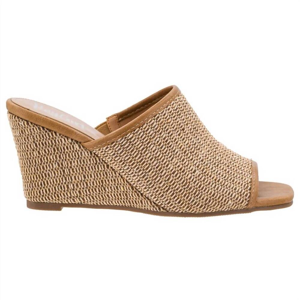 NEW CORKYS FOOTWEAR women's good vibes woven raffia wedge sandals in tan